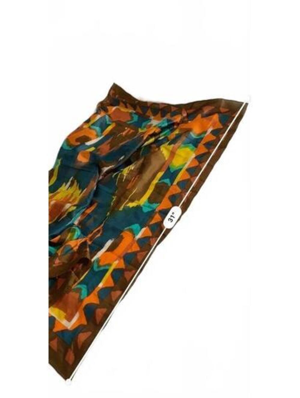 Vintage 100% Silk Geometric Scarf Hand Rolled Edges 31x31 Square Retro Mod